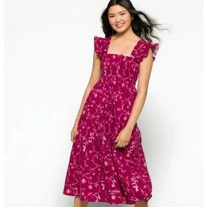 Hill House The Ellie Nap Dress Burgundy Botanical Women's Dresses XS, S, M, XL